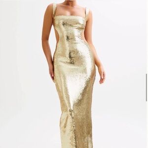 Meshki Gold Sequin Maxi Dress